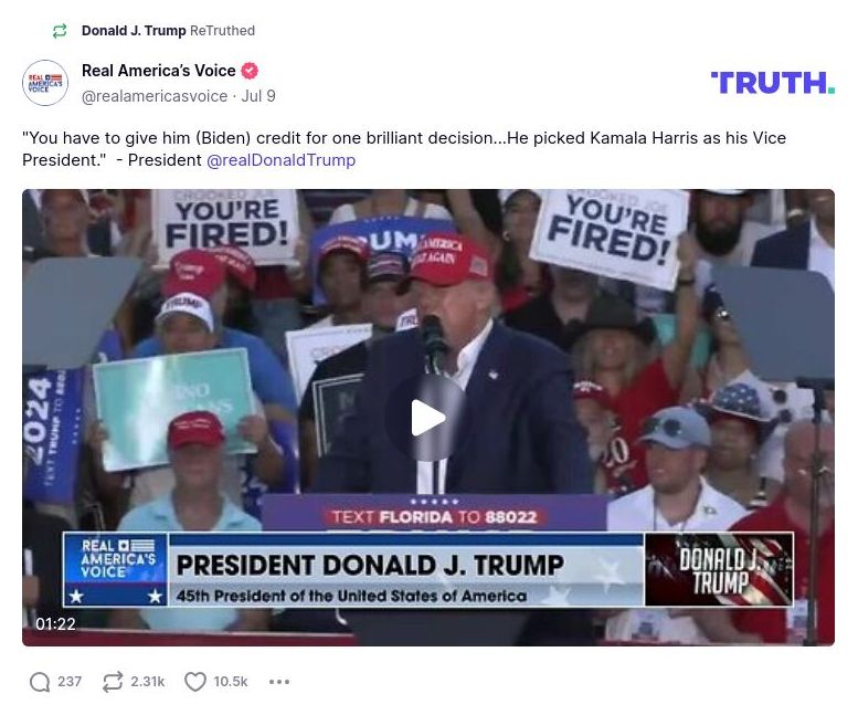 Post preview from Donald Trump