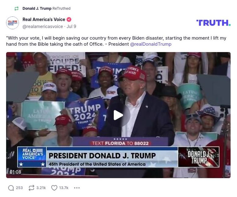 Post preview from Donald Trump