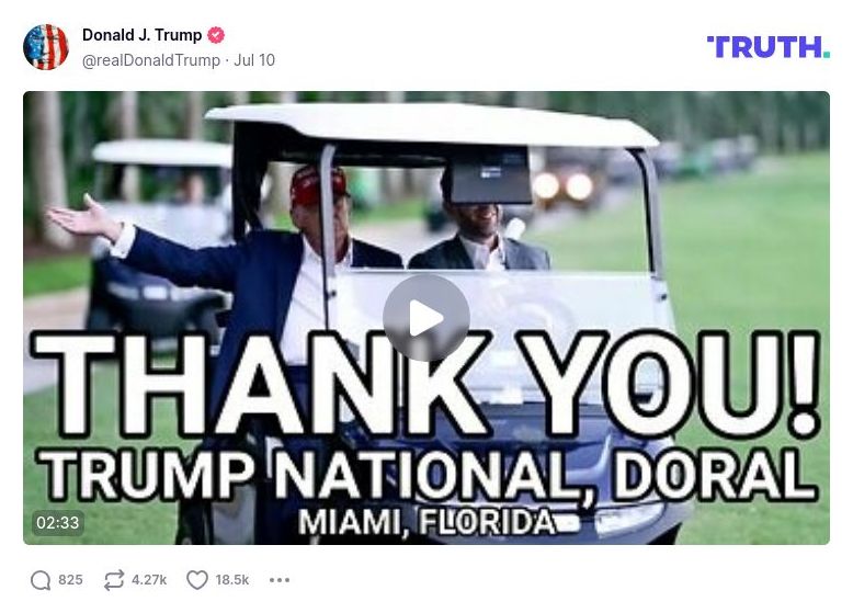 Post image from Donald Trump