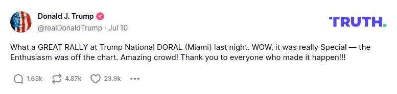 Post image from Donald Trump