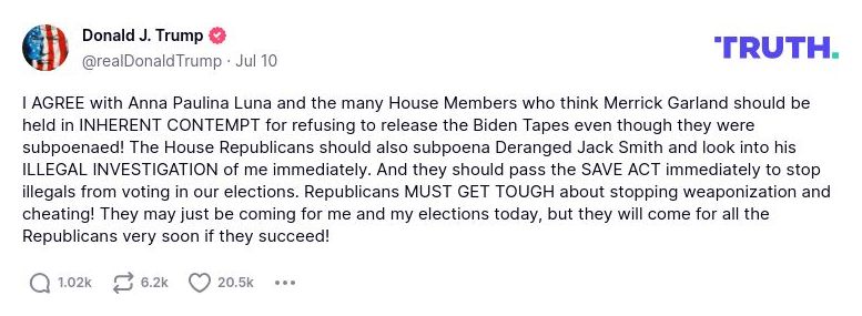 Post preview from Donald Trump