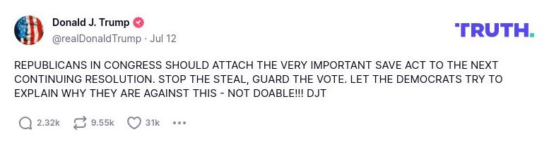 Post image from Donald Trump