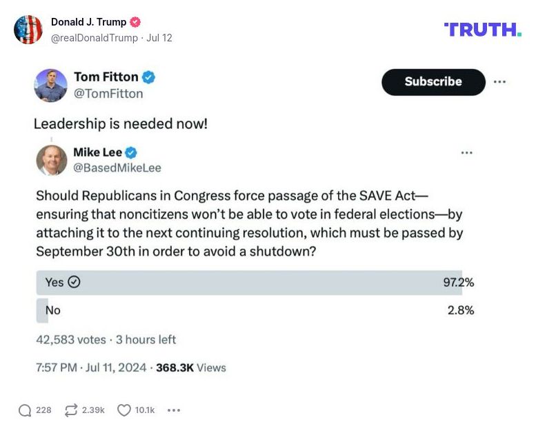 Post image from Donald Trump