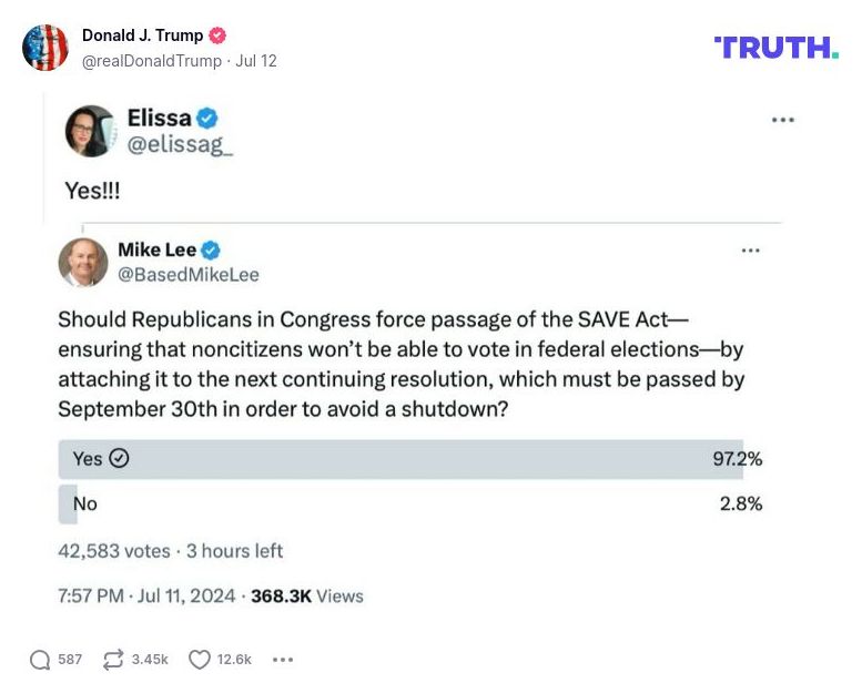 Post image from Donald Trump