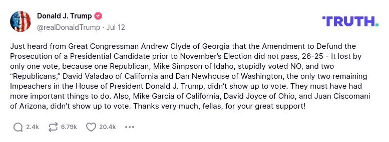 Post image from Donald Trump