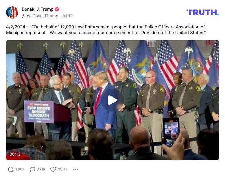 Post image from Donald Trump