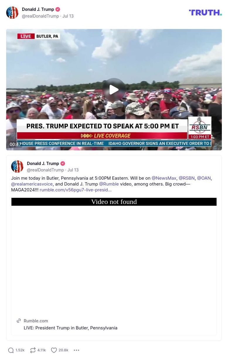 Post image from Donald Trump