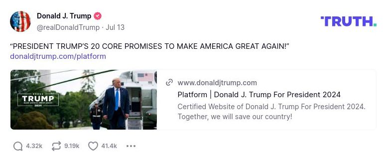 Post image from Donald Trump