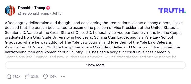 Post image from Donald Trump