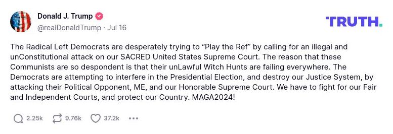 Post image from Donald Trump