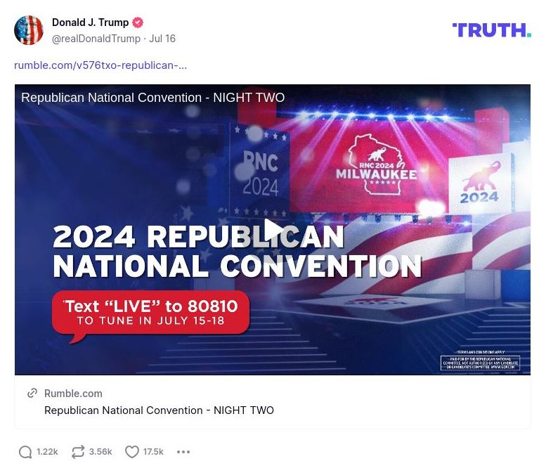 Post image from Donald Trump