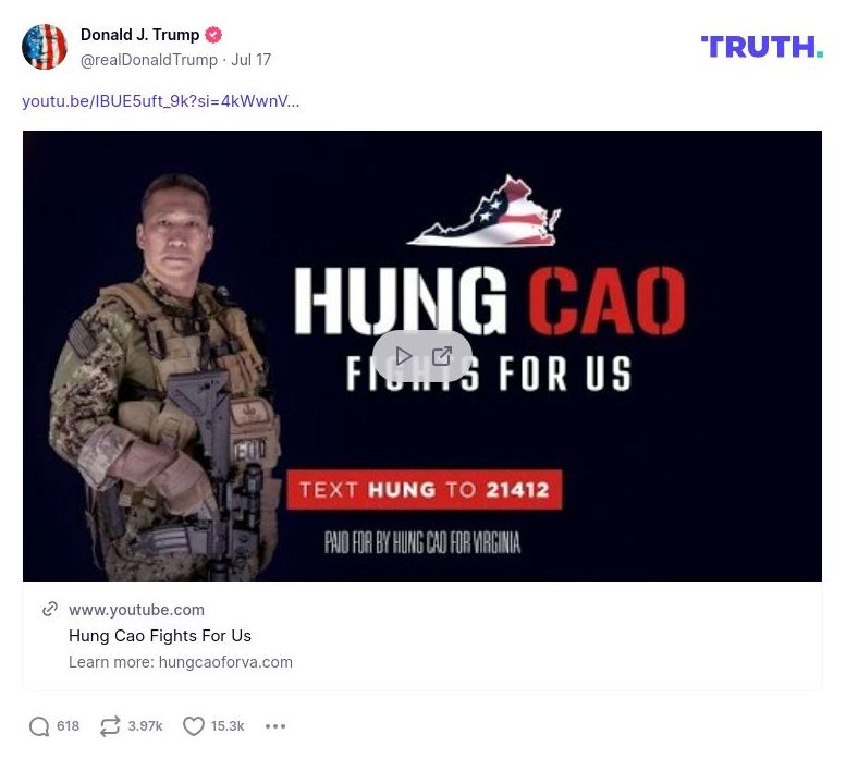 Post image from Donald Trump