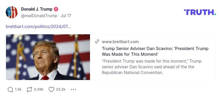 Post image from Donald Trump