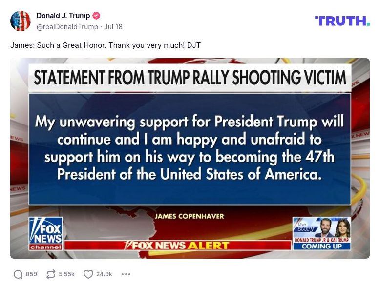 Post image from Donald Trump