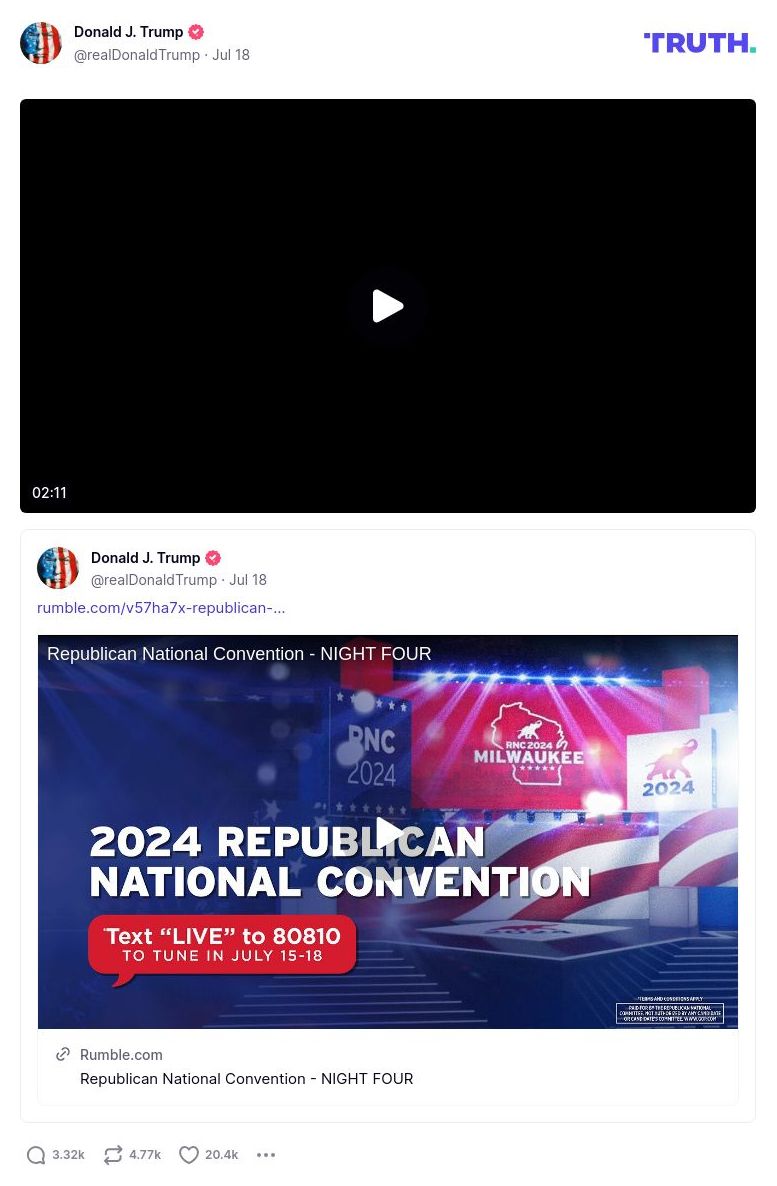 Post image from Donald Trump