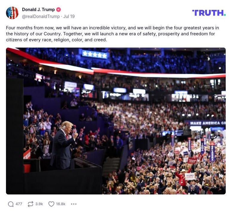 Post image from Donald Trump