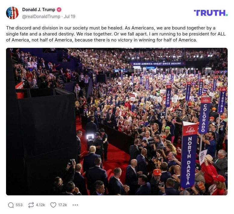 Post image from Donald Trump