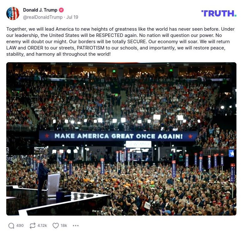 Post image from Donald Trump