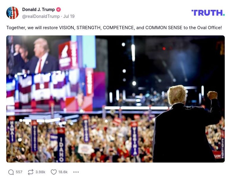 Post image from Donald Trump