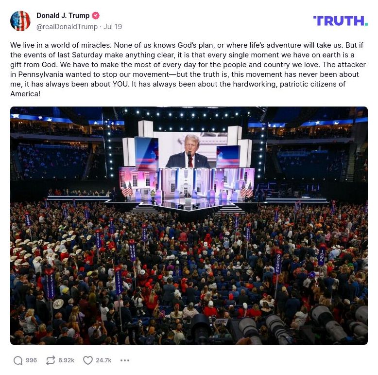 Post image from Donald Trump