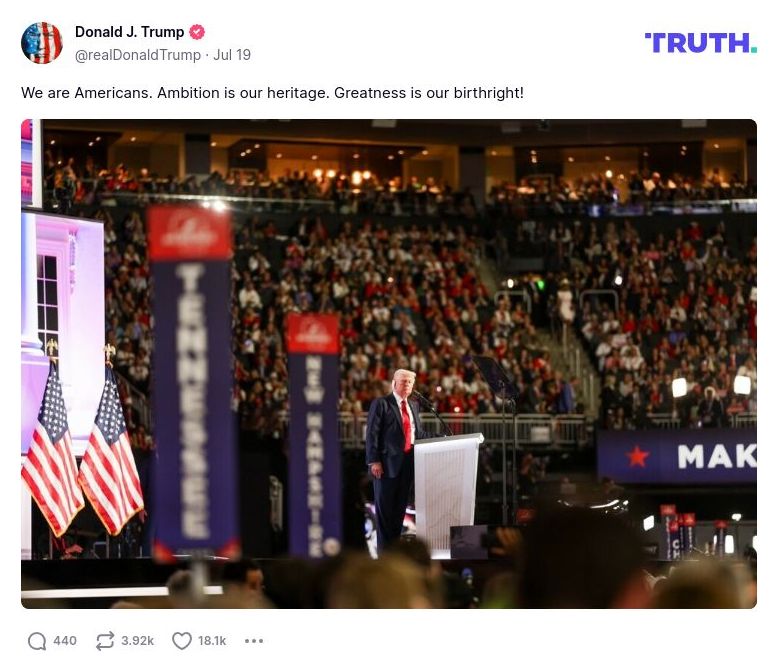 Post image from Donald Trump