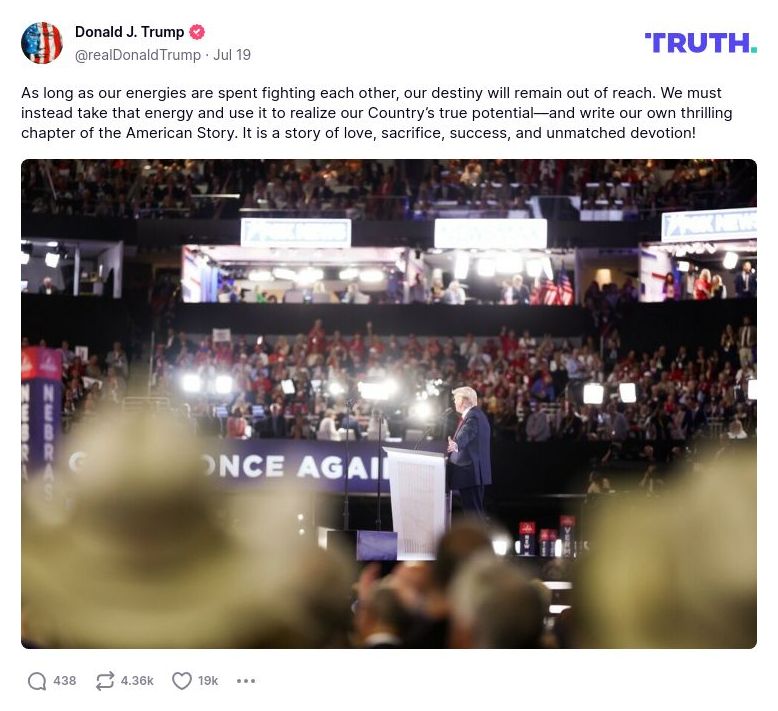 Post image from Donald Trump