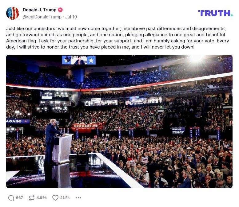 Post image from Donald Trump