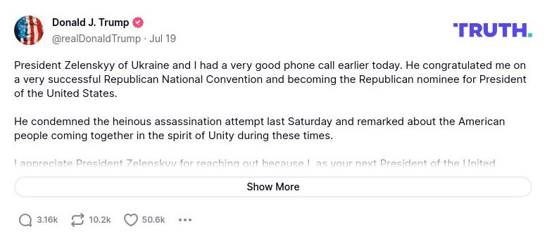 Post preview from Donald Trump