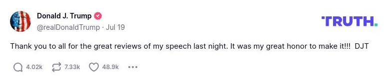 Post image from Donald Trump