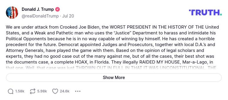 Post preview from Donald Trump