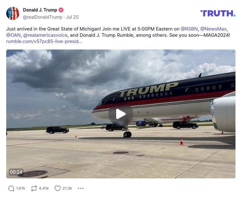 Post image from Donald Trump