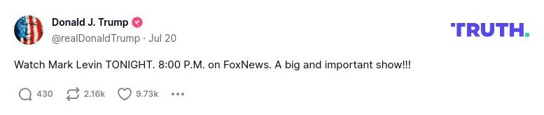 Post image from Donald Trump