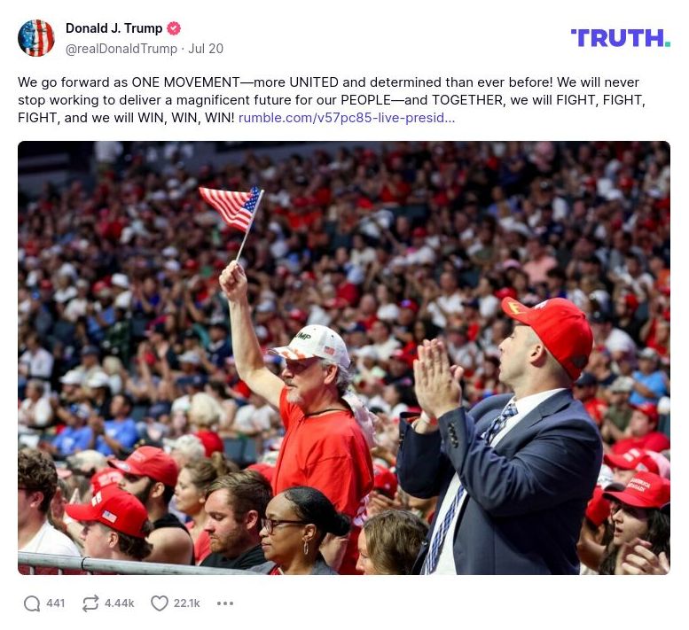 Post image from Donald Trump