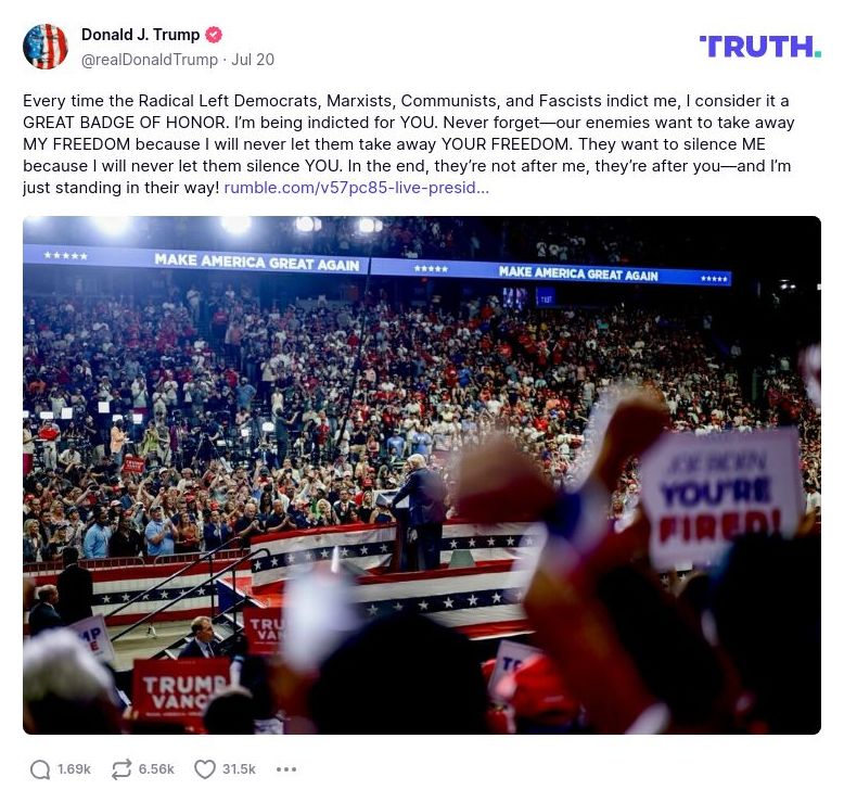 Post image from Donald Trump