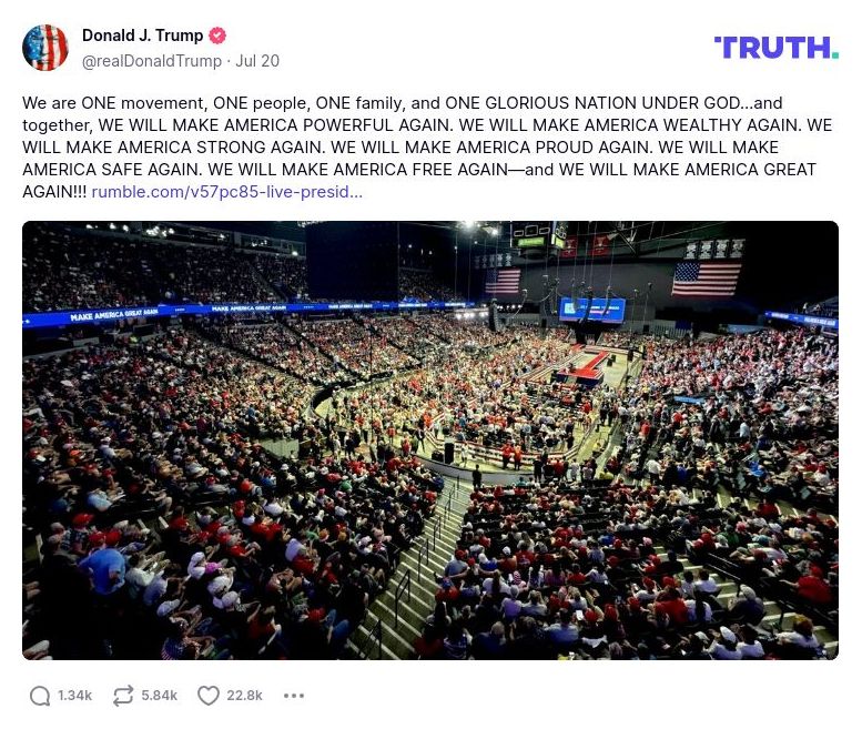 Post image from Donald Trump