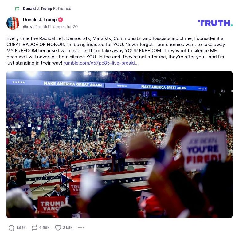 Post image from Donald Trump