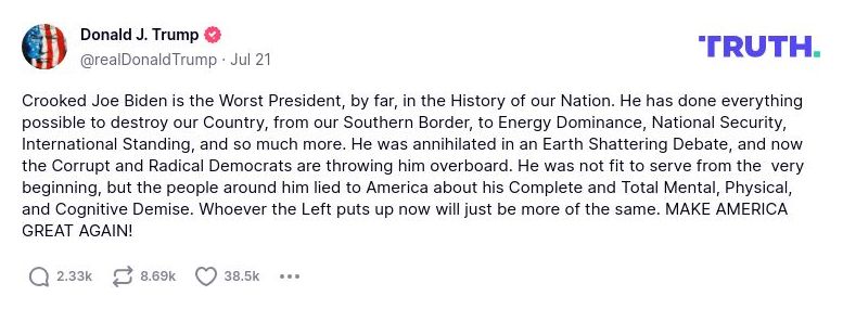 Post preview from Donald Trump