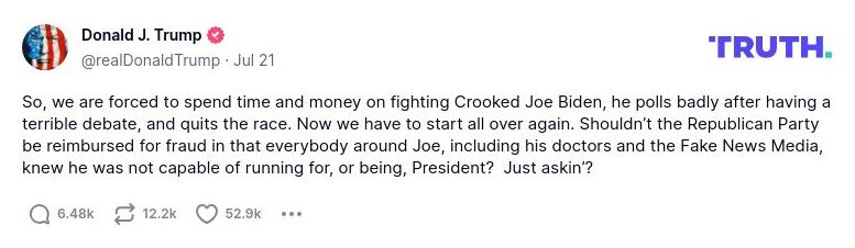 Post preview from Donald Trump