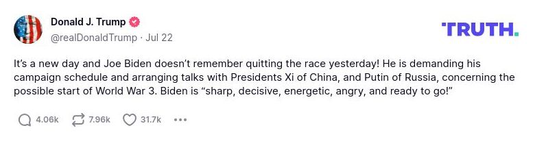 Post preview from Donald Trump