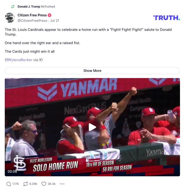 Post image from Donald Trump