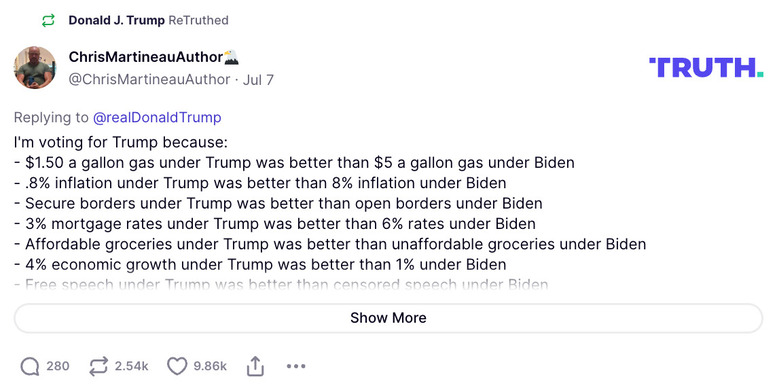 Post preview from Donald Trump