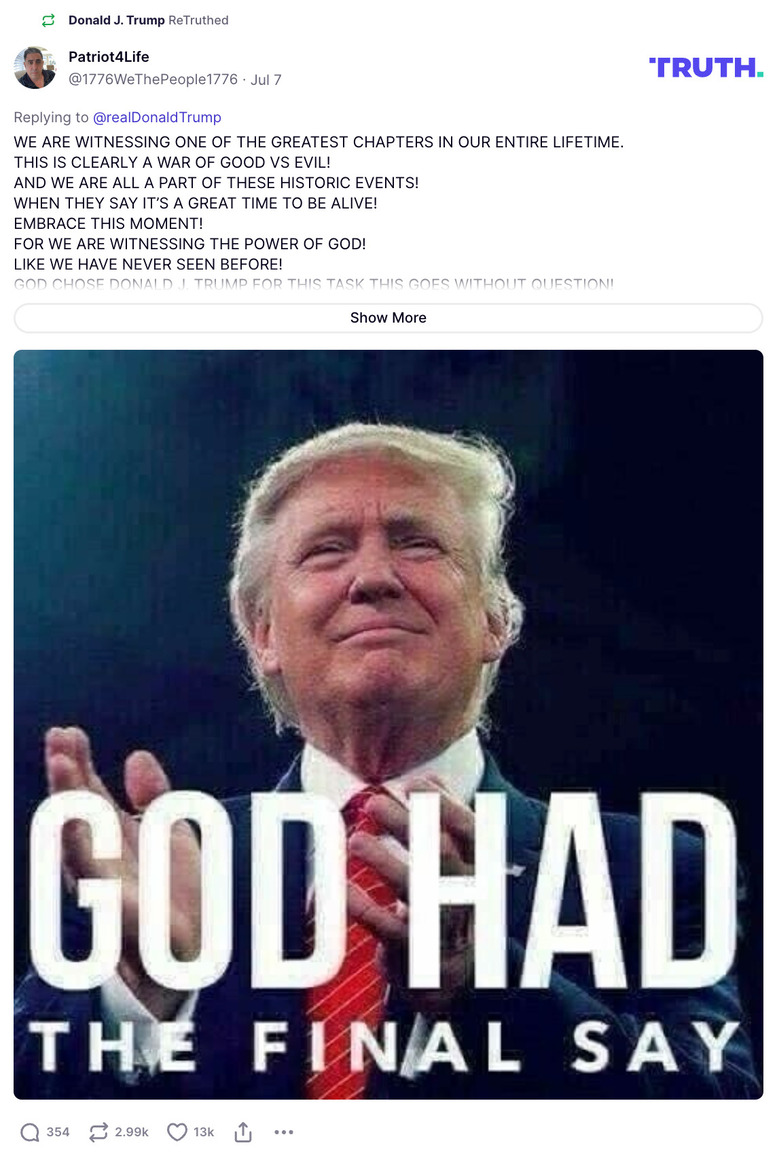 Post image from Donald Trump