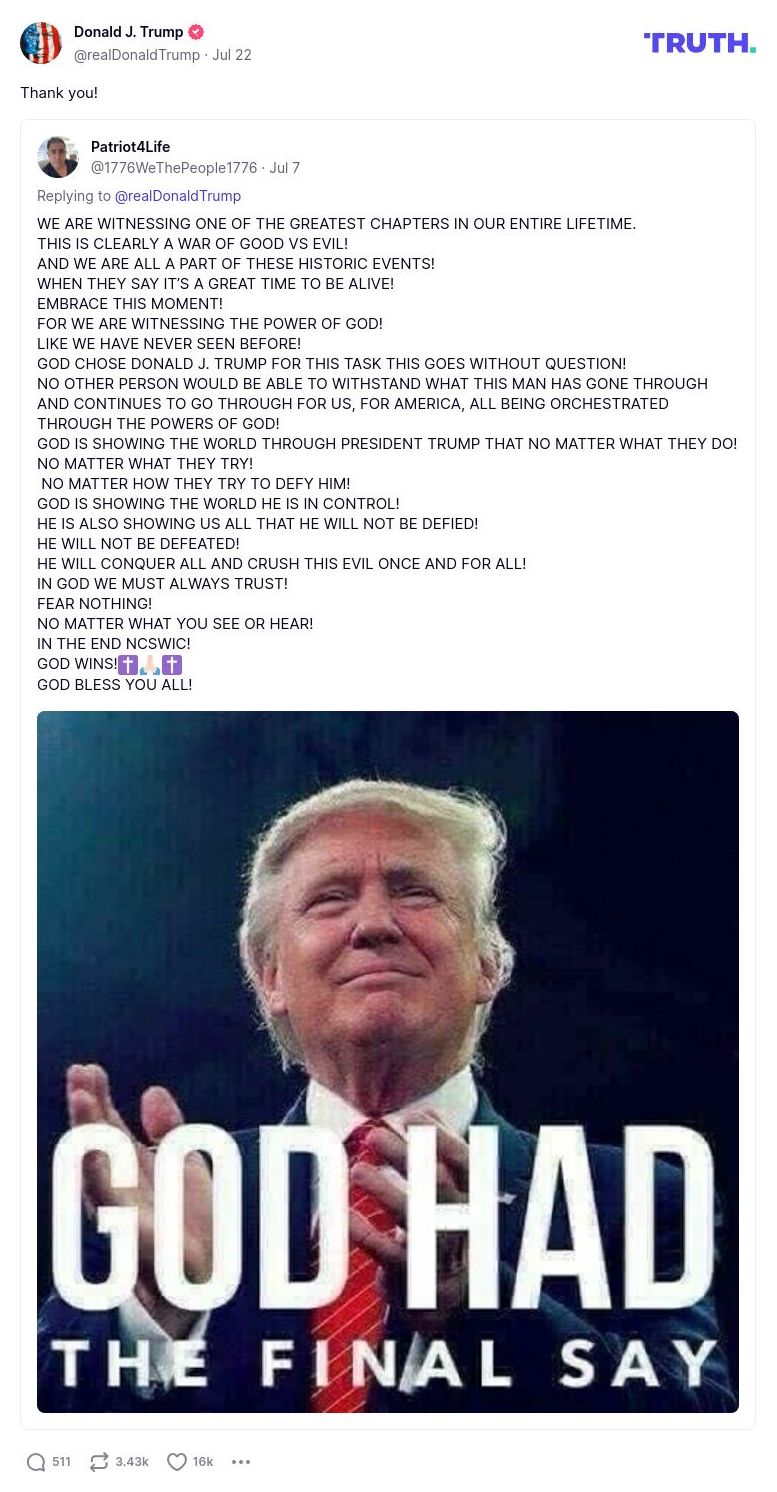 Post image from Donald Trump