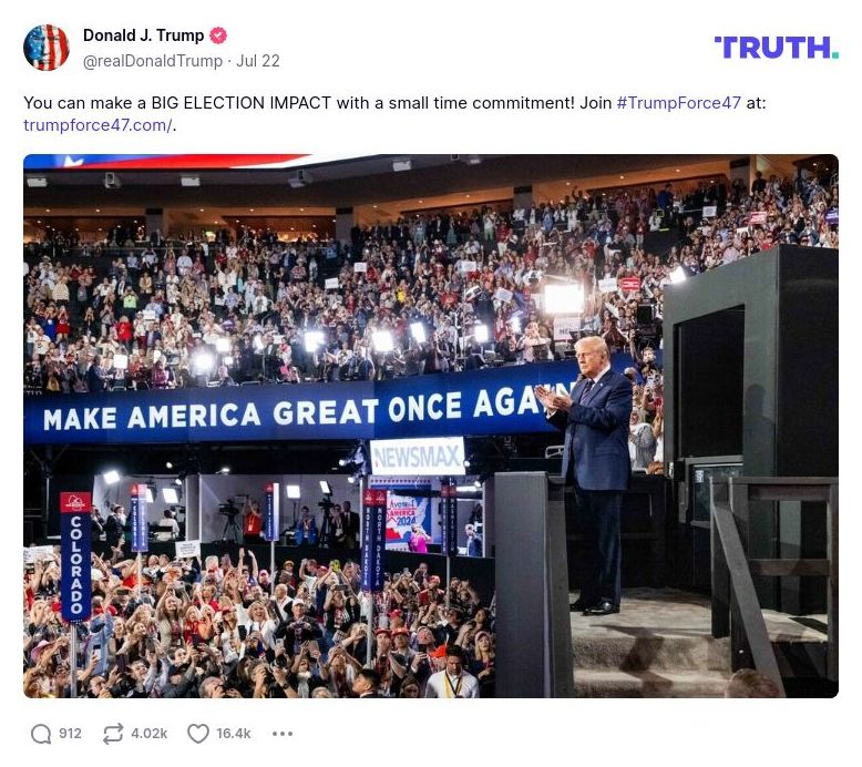 Post image from Donald Trump