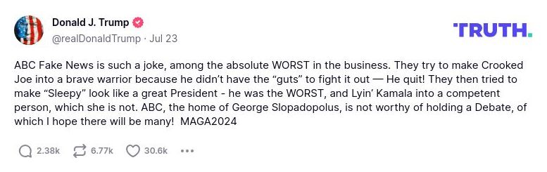 Post image from Donald Trump