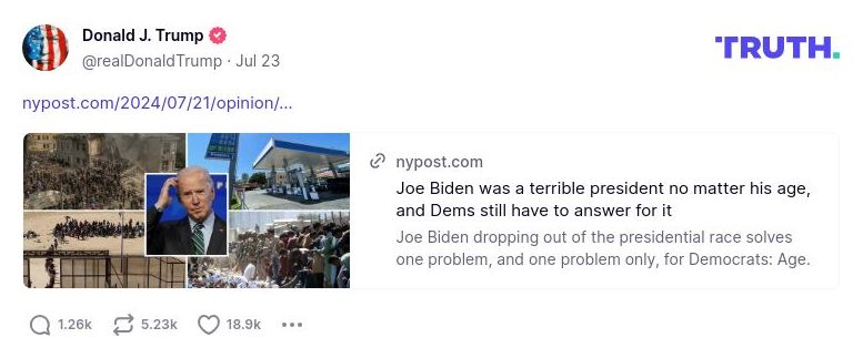 Post preview from Donald Trump