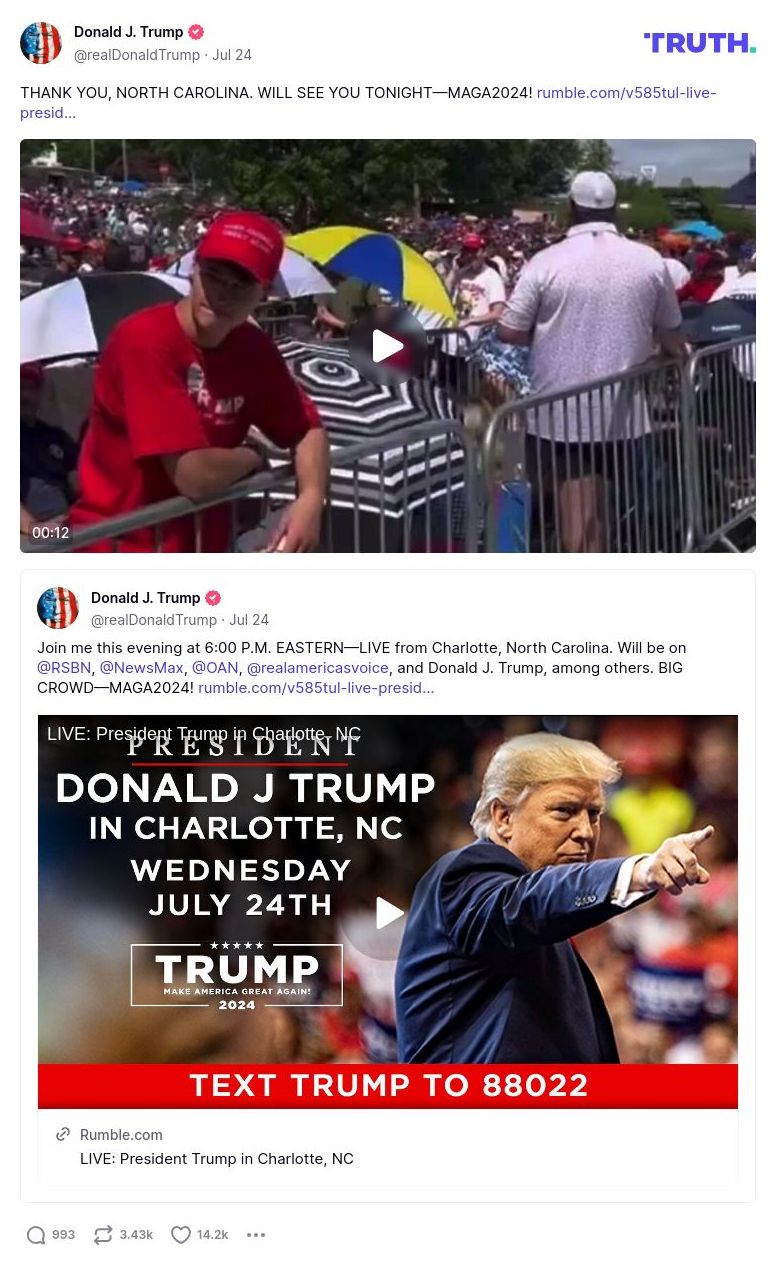 Post image from Donald Trump