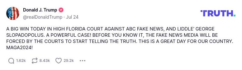 Post image from Donald Trump