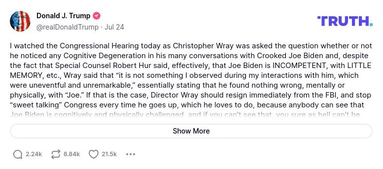 Post preview from Donald Trump