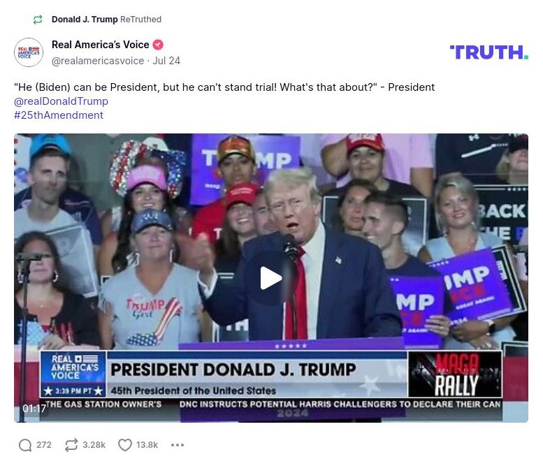 Post preview from Donald Trump